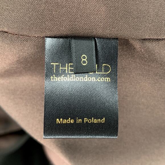 The Fold Finsbury Purple Satin Asymmetric Neck Evening Cocktail Sheath Dress - Picture 9 of 10